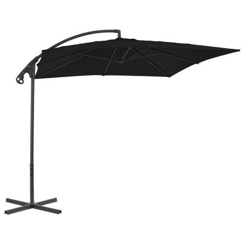 Hængeparasol med stålstang 250x250 cm sort