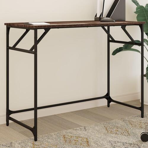 Skrivebord 100x45x76 cm konstrueret træ og stål brunt eg