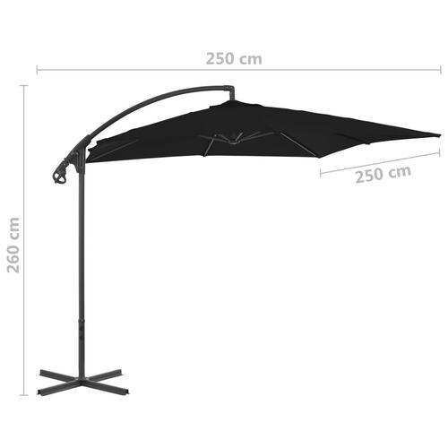 Hængeparasol med stålstang 250x250 cm sort