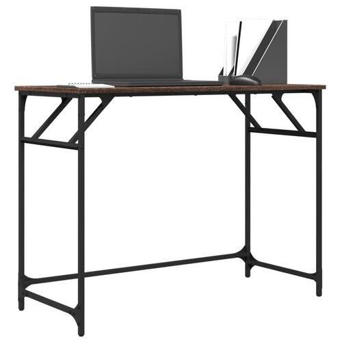 Skrivebord 100x45x76 cm konstrueret træ og stål brunt eg