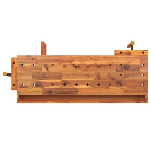 Arbejdsbord skuffe og skruestik 124x52x83 cm massivt akacietræ