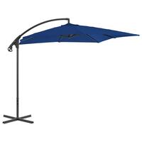 Hængeparasol med stålstang 250x250 cm azurblå