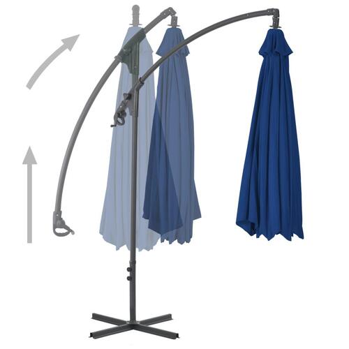 Hængeparasol med stålstang 250x250 cm azurblå