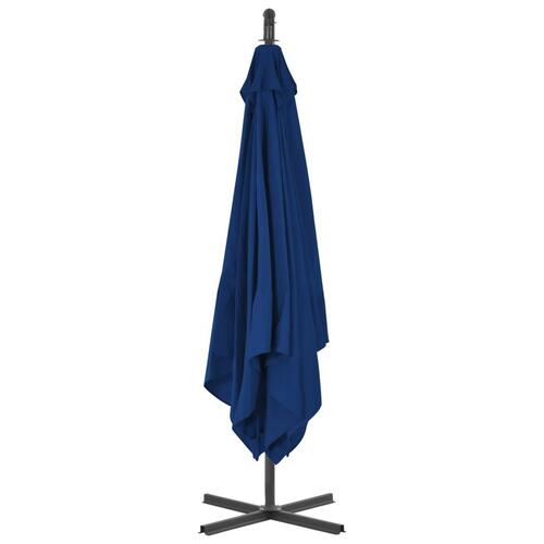 Hængeparasol med stålstang 250x250 cm azurblå