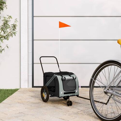 Hundetrailer til cykel oxfordstof og jern grå og sort