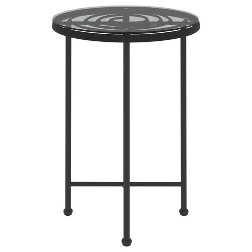 Spisebord Ø55 cm hærdet glas og stål sort