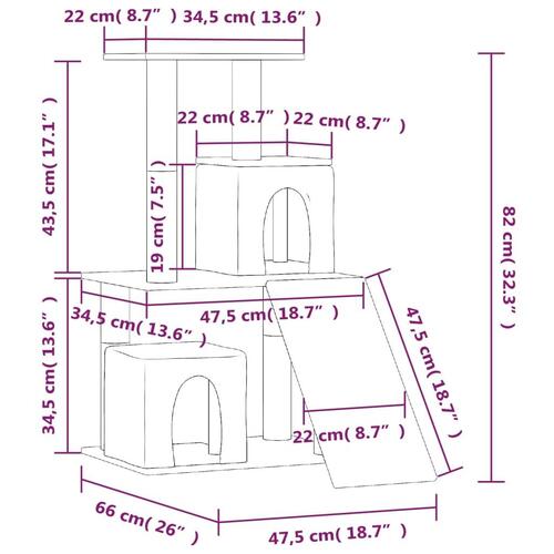 Kradsetræ med sisalstolper 82 cm lysegrå