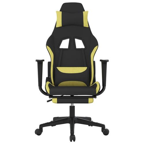 Gamingstol med massagefunktion + fodstøtte stof sort lysegrøn