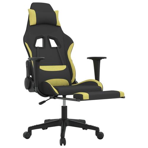 Gamingstol med massagefunktion + fodstøtte stof sort lysegrøn