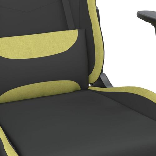Gamingstol med massagefunktion + fodstøtte stof sort lysegrøn