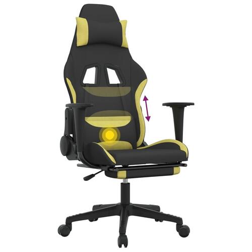 Gamingstol med massagefunktion + fodstøtte stof sort lysegrøn