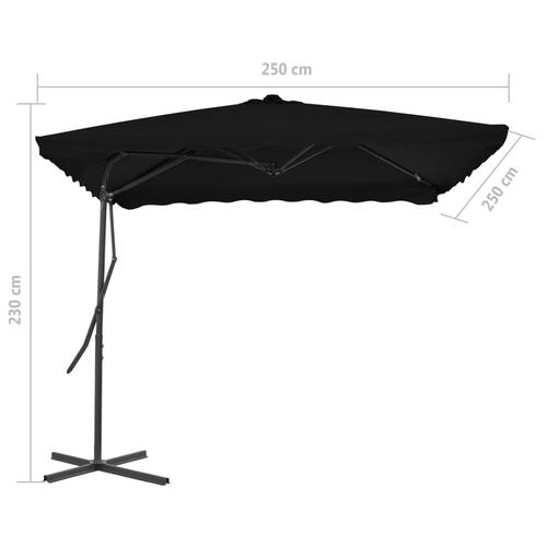 Parasol med stålstang 250x250x230 cm sort
