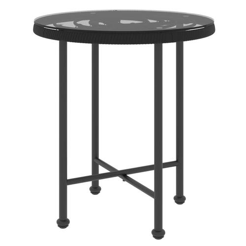 Spisebord Ø50 cm hærdet glas og stål sort