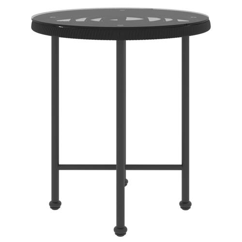 Spisebord Ø50 cm hærdet glas og stål sort