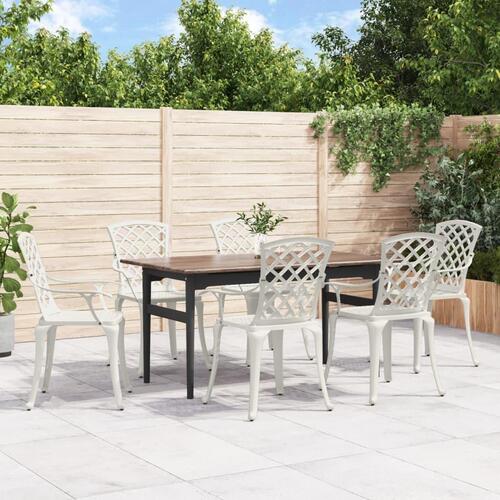 Havestole 6 stk. støbt aluminium hvid