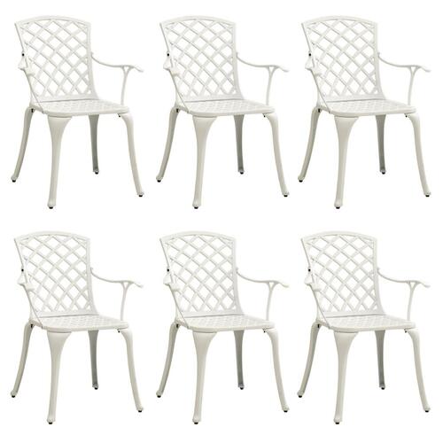Havestole 6 stk. støbt aluminium hvid