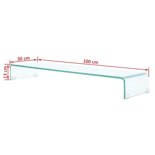 TV-stander/monitorstand klart glas 100x30x13 cm