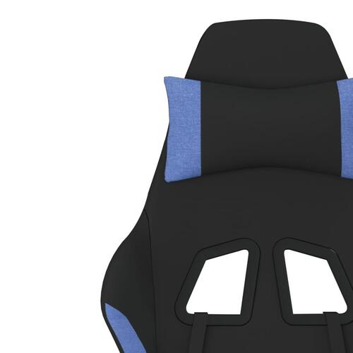 Gamingstol med massagefunktion + fodstøtte stof sort og blå