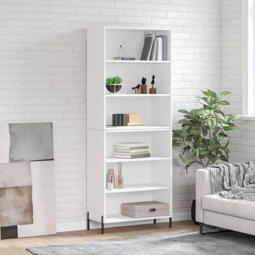 Reol 69,5x32,5x180 cm konstrueret træ hvid