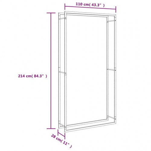Brændestativ 110x28x214 cm rustfrit stål