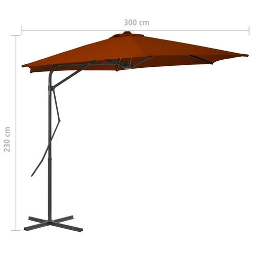 Parasol med stålstang 300x230 cm terrakottafarvet