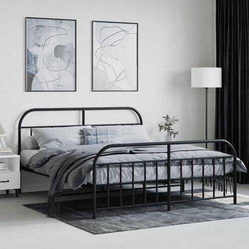 Sengeramme med sengegavl og fodgærde 180x200 cm metal sort