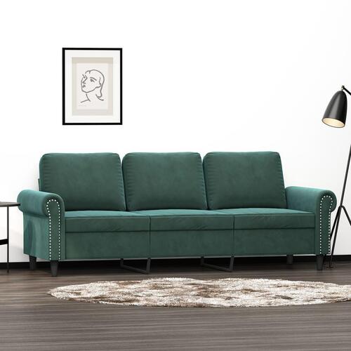 3-personers sofa 180 cm fløjl mørkegrøn