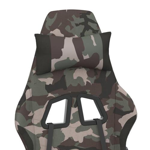 Gamingstol med massagefunktion + fodstøtte stof sort camouflage