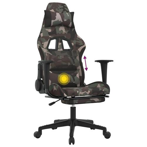 Gamingstol med massagefunktion + fodstøtte stof sort camouflage