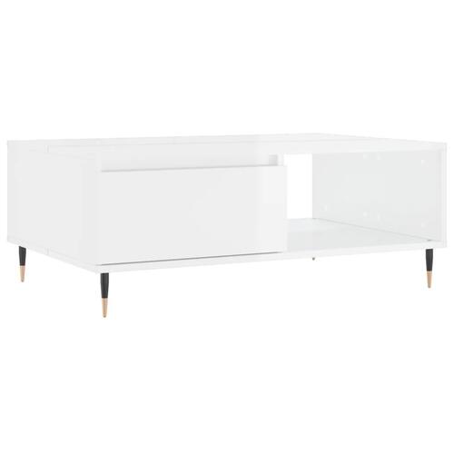 Sofabord 90x60x35 cm konstrueret træ hvid højglans