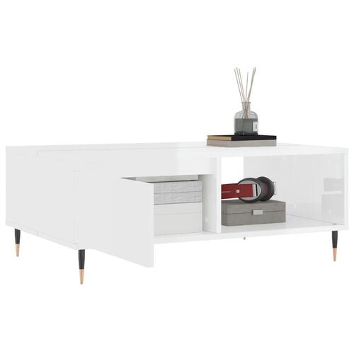 Sofabord 90x60x35 cm konstrueret træ hvid højglans