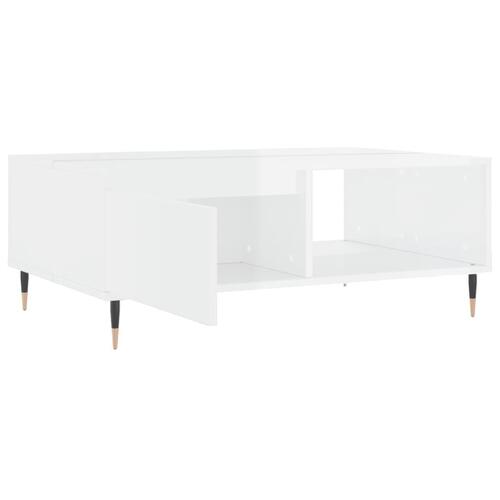 Sofabord 90x60x35 cm konstrueret træ hvid højglans