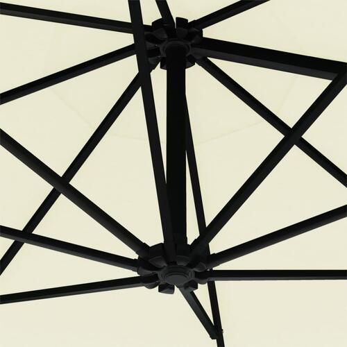 Væghængt parasol m. LED-lys 300 cm sandfarvet