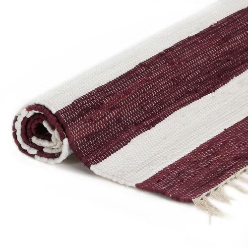 Håndvævet chindi-tæppe bomuld 200 x 290 cm bordeaux og hvid
