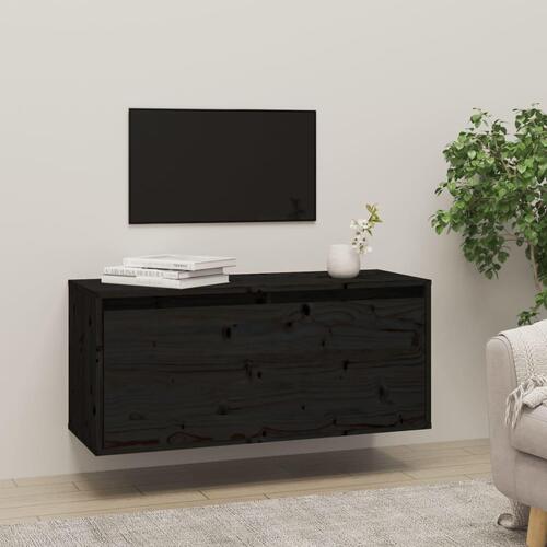 Vægskab 80x30x35 cm massivt fyrretræ sort