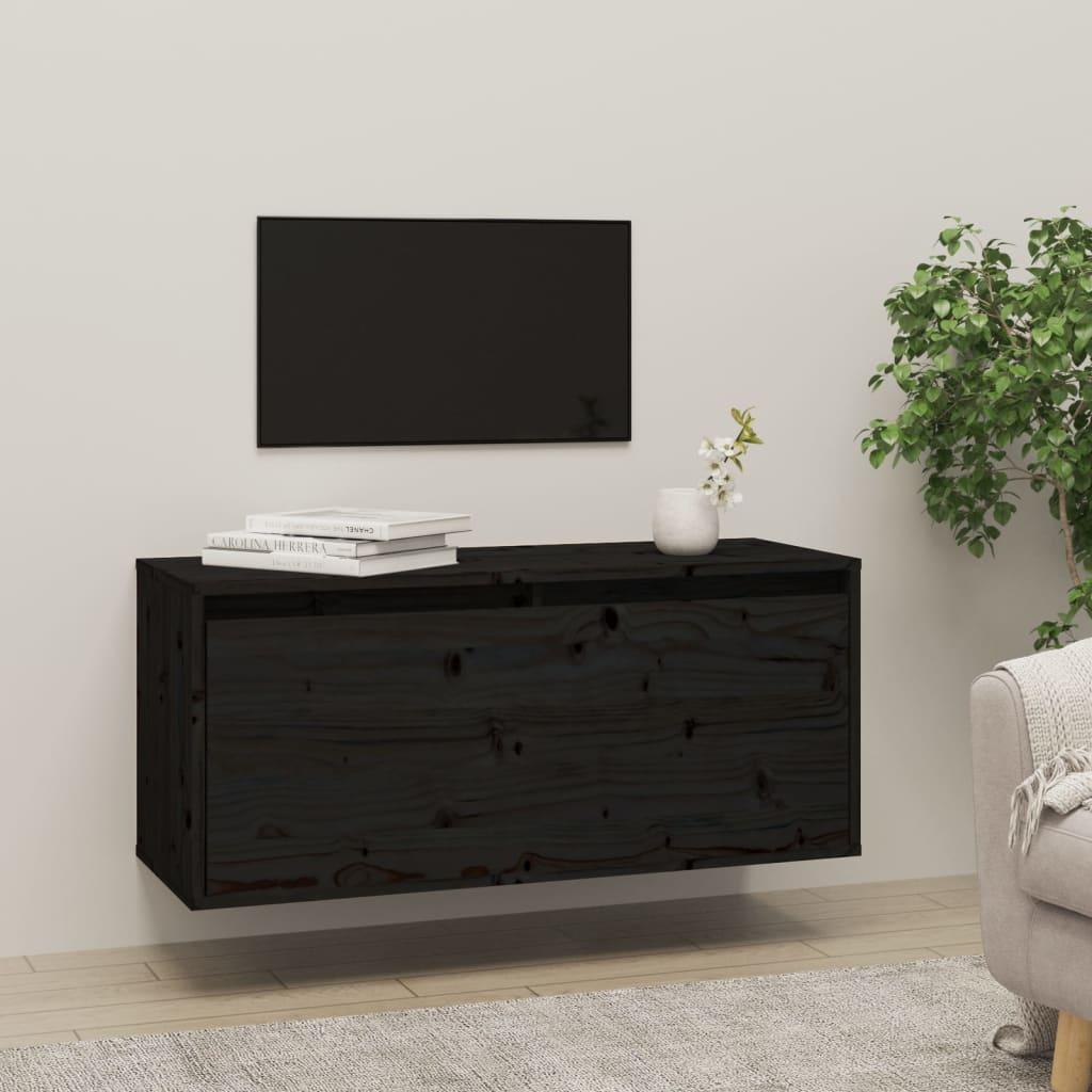 Vægskab 80x30x35 cm massivt fyrretræ sort