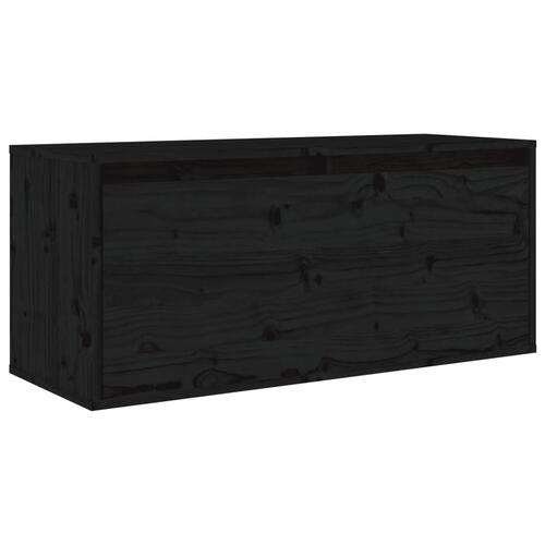 Vægskab 80x30x35 cm massivt fyrretræ sort