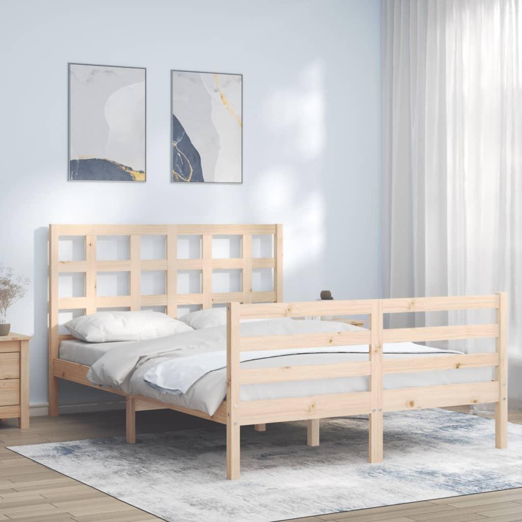 Sengeramme med sengegavl 140x190 cm massivt træ