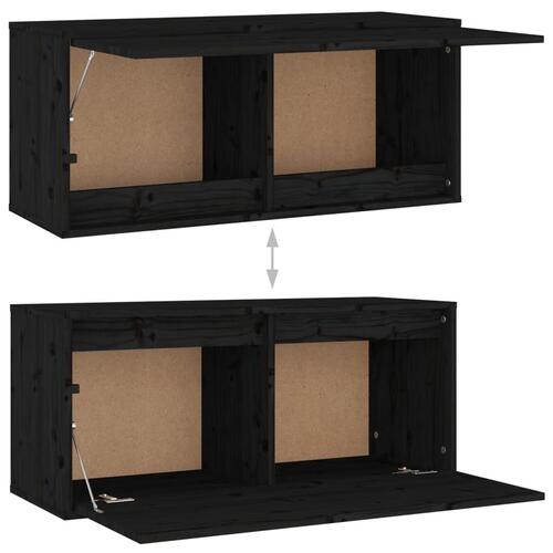 Vægskab 80x30x35 cm massivt fyrretræ sort
