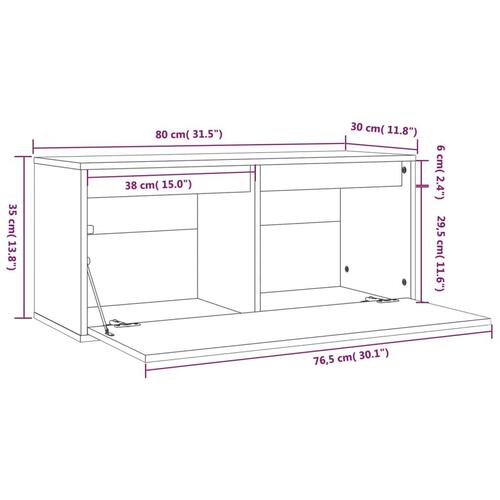 Vægskab 80x30x35 cm massivt fyrretræ sort
