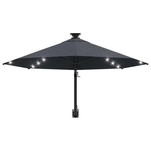 Væghængt parasol m. LED-lys 300 cm antracitgrå