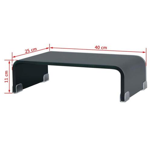 TV-stander/monitorstand sort glas 40x25x11 cm