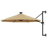Væghængt parasol m. LED-lys 300 cm gråbrun