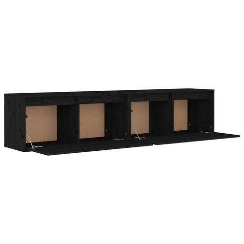 Vægskabe 2 stk. 80x30x35 cm massivt fyrretræ sort