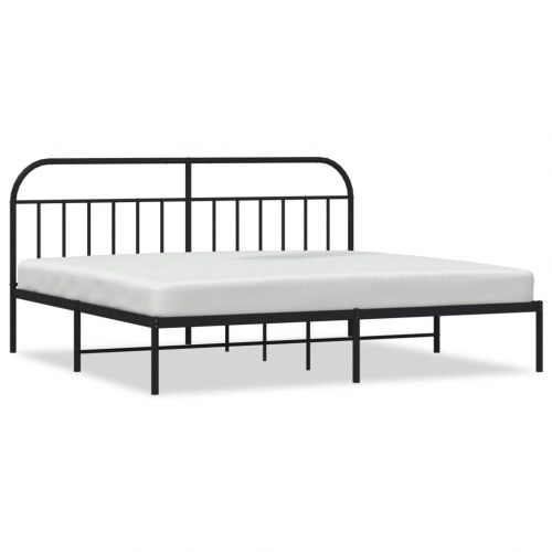 Sengeramme med sengegavl 200 × 200 cm - metal, sort
