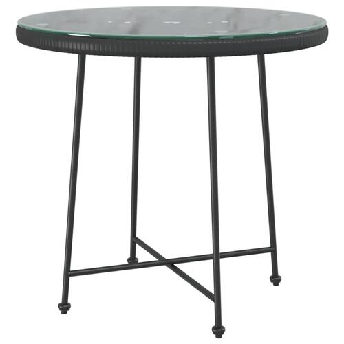 Spisebord Ø80 cm hærdet glas og stål sort