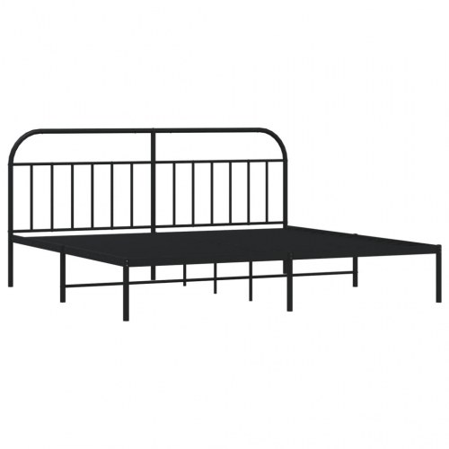 Sengeramme med sengegavl 200 × 200 cm - metal, sort