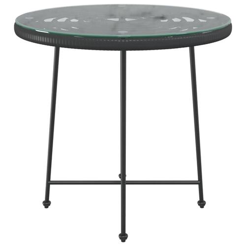 Spisebord Ø80 cm hærdet glas og stål sort