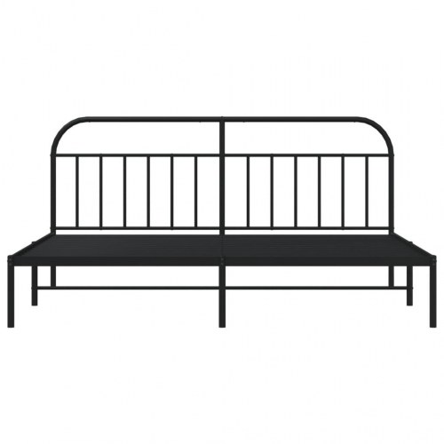 Sengeramme med sengegavl 200 × 200 cm - metal, sort