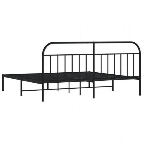 Sengeramme med sengegavl 200 × 200 cm - metal, sort